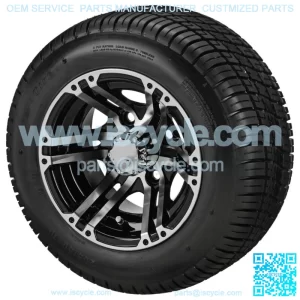 10" Terminator Black/ Machined Golf Cart Wheels W/ 205/50-10 Low Profile Tires