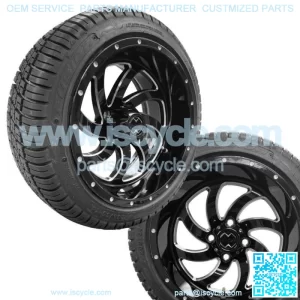 Golf Cart 14" Phantom Glossy Black Wheels on 205/30-14 Tires * 2 Year Warranty