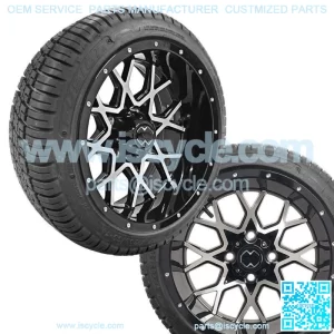 Golf Cart 14" Chaos Machine/Black Wheels on 205/30-14 Tires 2 Year Warranty