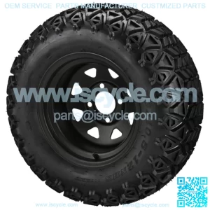 4 Golf Cart 23x10.50-12 All-Terrain Tires On 12x7 8 Spoke Black Steel Wheels