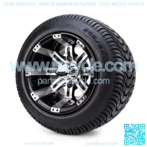 Golf Cart Wheels and Tires Combo - 10" Machine/Black - Set of 4