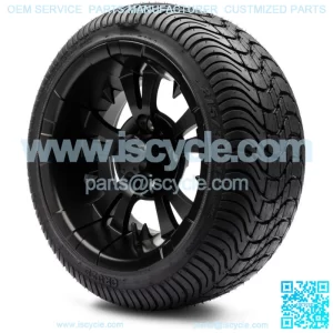 12" Vampire Matte Black Golf Cart Wheels and Tires (215-35-12) Set of 4