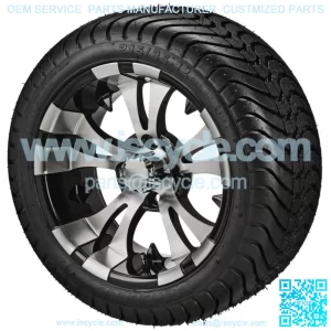 4 Golf Cart 215/35-12 LSI Elite Tires on 12x7 Black/Machined Vampire Wheels