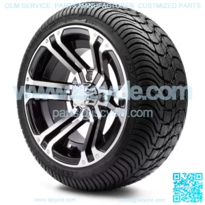 12" Enforcer Machine and Black Golf Cart Wheels and Tires (215-35-12) - Set of 4
