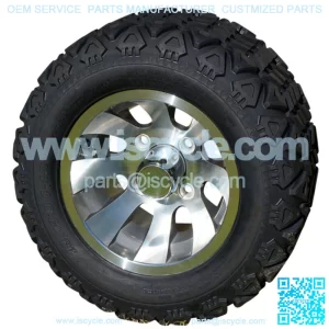 10" Gunmetal Wheels and 18" All Terrain Golf Cart Tires - Set of 4
