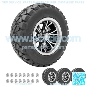 Golf Cart Wheels 12" Phenom Machine/Black on 22" Timberwolf Tires Carts