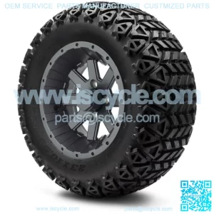 12" Assault Gunmetal Golf Cart Wheels and Tires (23x10.50-12) Set of 4
