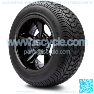 12" Godfather Glossy Black Golf Cart Wheels and Tires (215-50-12) Set of 4