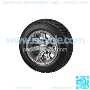 Set of 4 Golf Cart 205/50-10 DOT Tires on 10x7 Gunmetal Wheels