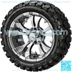 4 Golf Cart 23x10-14 Sierra Rover  Radial Tires on 14x7 Gunmetal Vampire Wheels