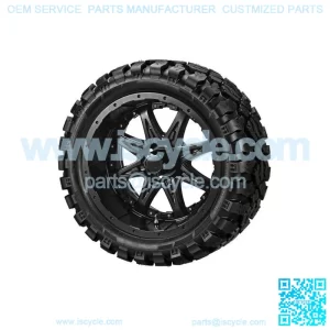 4 Golf Cart 23x10-14 Radial Tires on Matte Black Revenge Wheels w/Black Inserts