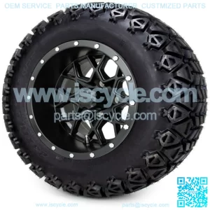 12" Matte Black Golf Cart Wheels and Tires (23x10.50-12) Set of 4