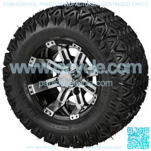 4 Golf  Cart 20X10-10 All-Terrain Tires on 10x7 Black/Machined  Wheels