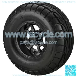 4 Golf Cart 22x10-10 Street Tires on 10x7 Matte Black Wheels