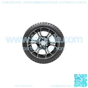 Set of 4 12" Black/Machined Golf Cart Wheels on 215/35-12 (18") Tires