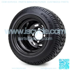 10" Black 8 Window Steel Golf Cart Wheels & Tires (205-50-10) Set of 4