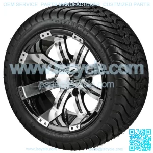 4 Golf Cart 215/35-12 Radial Tires on 12x7 Black/Machined Wheels