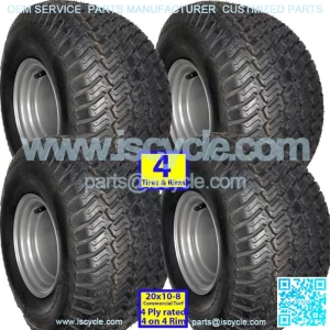 4) 20x10.00-8 Golf Cart Tires Wheels Rims fits EZGO Club Car Yamaha Harley more