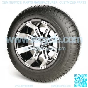 Set of 4 - 10 inch Golf Cart Wheels on Low Profile Street Tires