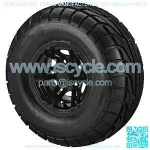 4 Golf Cart 22x10-10 Street Tires on 10x7 Matte Black Yukon Wheels