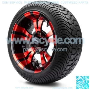 12" Vampire Red and Black Golf Cart Wheels and Tires (215-35-12) Set of 4