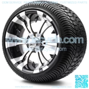 14" Vampire Machined Black Golf Cart Wheels and Tires (205-30-14) Set of 4