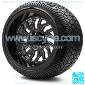 14" Carnage Black Ball Mill Golf Cart Wheels and Tires (205-30-14) Set of 4