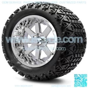 14" Assault Chrome Golf Cart Wheels and Tires (23x10.00-14) - Set of 4