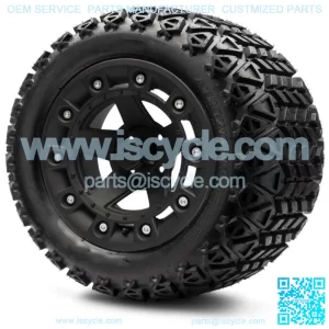 14" Defender Matte Black Golf Cart Wheels and Tires 23x10.00-14 Set of 4