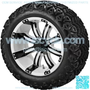 4 Golf Cart 23x10-14 All Terrain Tires on 14x7 White/Black Casino Wheels