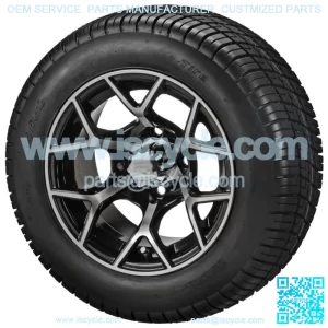 4 Golf Cart 215/50-12   Tires on  12x7 Black/Machined Ninja Wheels