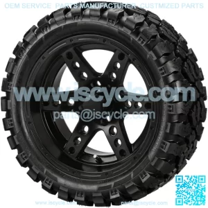 4 Golf Cart 23x10-14 Sierra Rover  Tires on 14x7 Matte Black Chaos Wheels