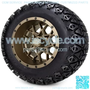 12" Matte Bronze Golf Cart Wheels and Tires (23x10.50-12) Set of 4