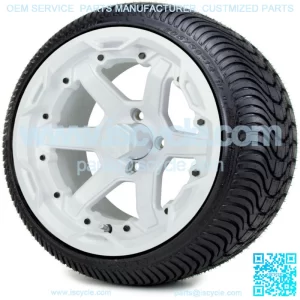 14" Gladiator White Black Golf Cart Wheels and Tires (205-30-14) Set of 4