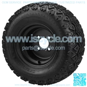 4 Golf Cart 20X10-10 A/T Tires on 10x7 Flat Black Steel Wheels