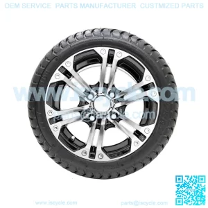 Set of 4 12" Black/Machined Golf Cart Wheels & 215/35-12 (18") Tires