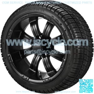 4 Golf Cart 205/30-14 Tires on a 14x7 Matte Black Wheels Free Freight