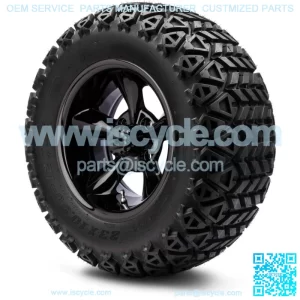 12" Godfather Glossy Black Golf Cart Wheels & Tires (23x10.50-12) Set of 4