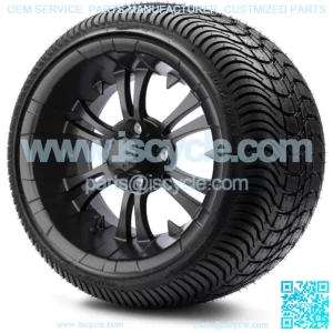14" Vampire Matte Black Golf Cart Wheels and Tires (205-30-14) Set of 4