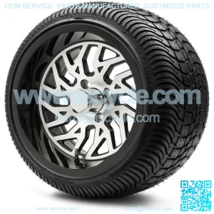 14" Carnage Machined Black Golf Cart Wheels and Tires (205-30-14) Set of 4