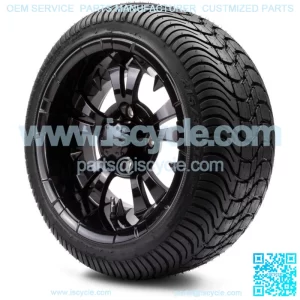12" Vampire Glossy Black Golf Cart Wheels and Tires (215-35-12) - Set of 4