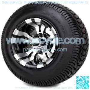 10" Vampire Machined and Black Golf Cart Wheels and Tires (205-65-10) - Set of 4