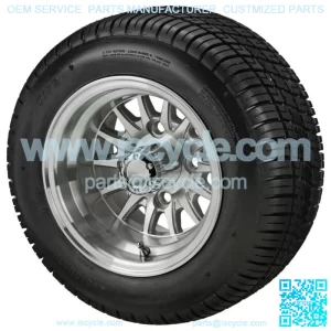 (4)Golf Cart 205/50-10 Tire on 10x7 Machined/Silver 14-Spoke Wheel Free Freight