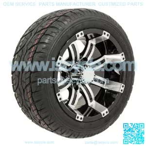 Set of 4 12" Black/Machined Golf Cart Wheels & 205/30-12 (18") Tires