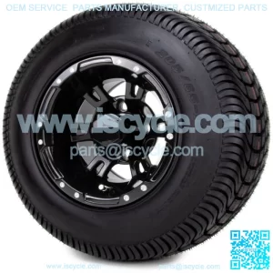 10" Ambush Glossy Black Golf Cart Wheels and Tires (205-65-10) - Set of 4