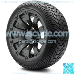 12" Bomber Matte Gunmetal Golf Cart Wheels and Tires (215-35-12) - Set of 4