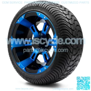 12" Ambush Blue and Black Golf Cart Wheels and Tires (215-35-12) - Set of 4