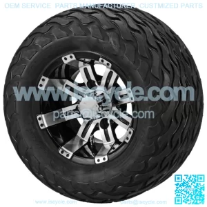 4 Golf Cart 20x10-10 Lightning Tires  10x7 Blk/Machined Wheels