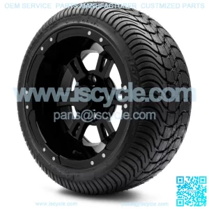 12" Ambush Glossy Black Golf Cart Wheels and Tires (215-35-12) - Set of 4