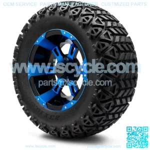 12" Ambush Blue and Black Golf Cart Wheels and Tires (23x10.50-12) Set of 4